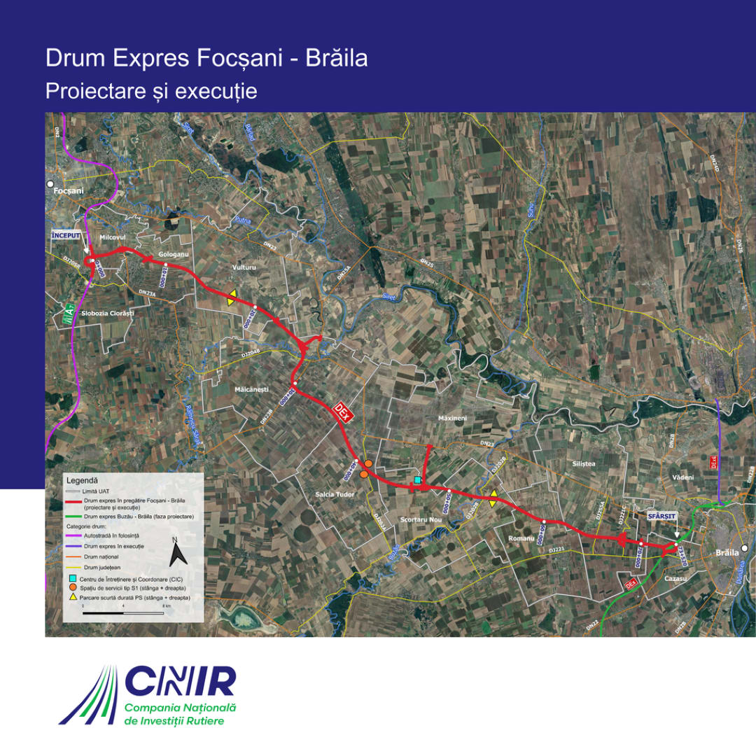harta traseu drum expres Focșani-Brăila, șosea nouă harta traseu drum expres Focșani-Brăila, șosea nouă