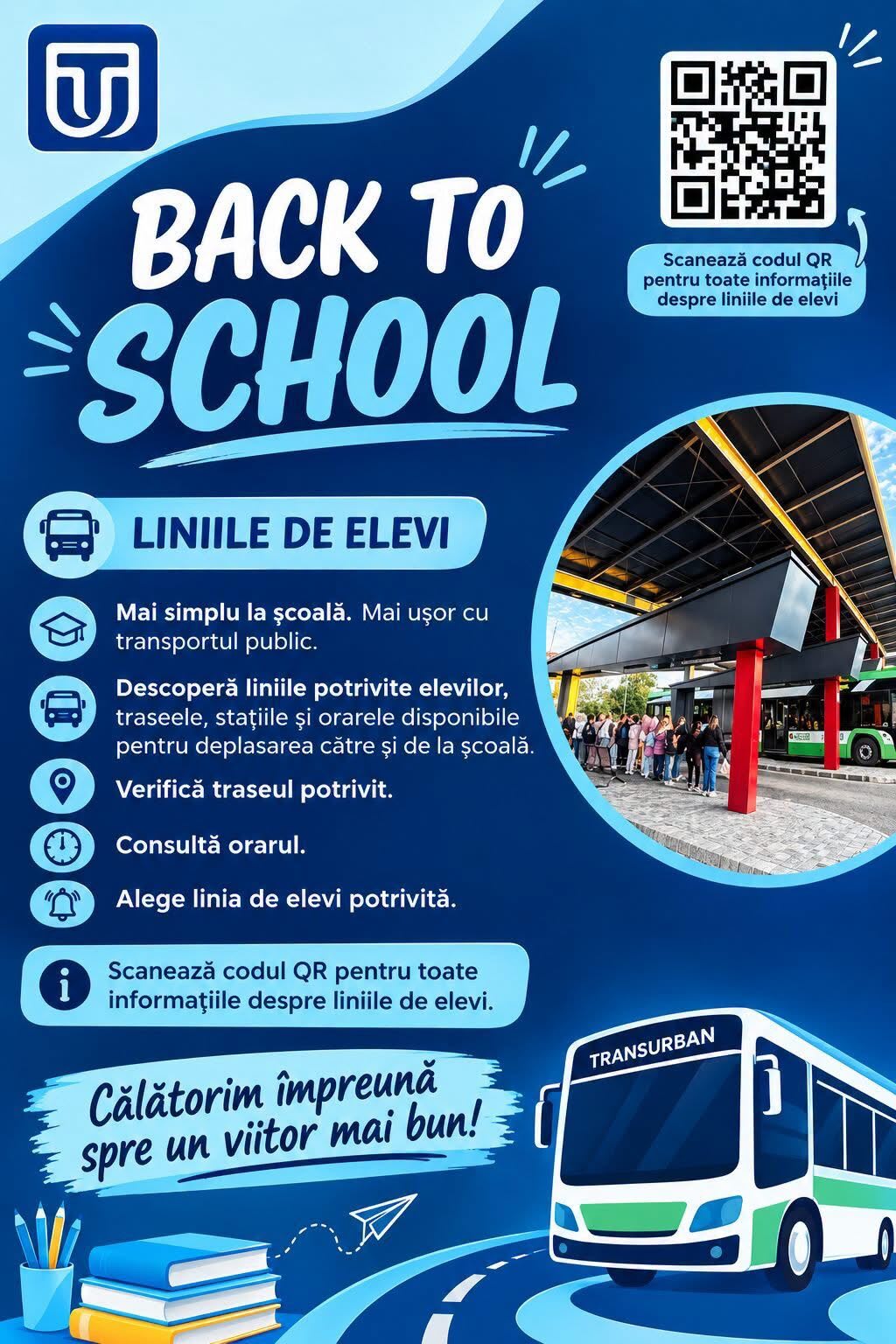 autobuz școlar în stație, transport elevi Satu Mare autobuz școlar în stație, transport elevi Satu Mare