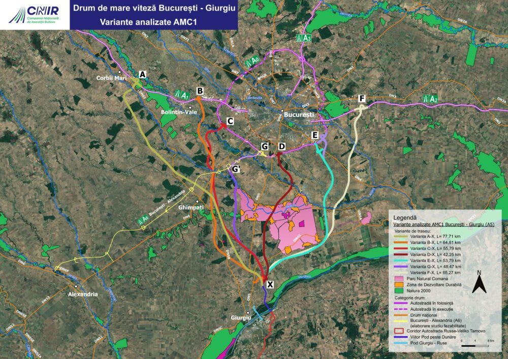 harta traseu autostradă București-Giurgiu, proiect de infrastructură rutieră harta traseu autostradă București-Giurgiu, proiect de infrastructură rutieră