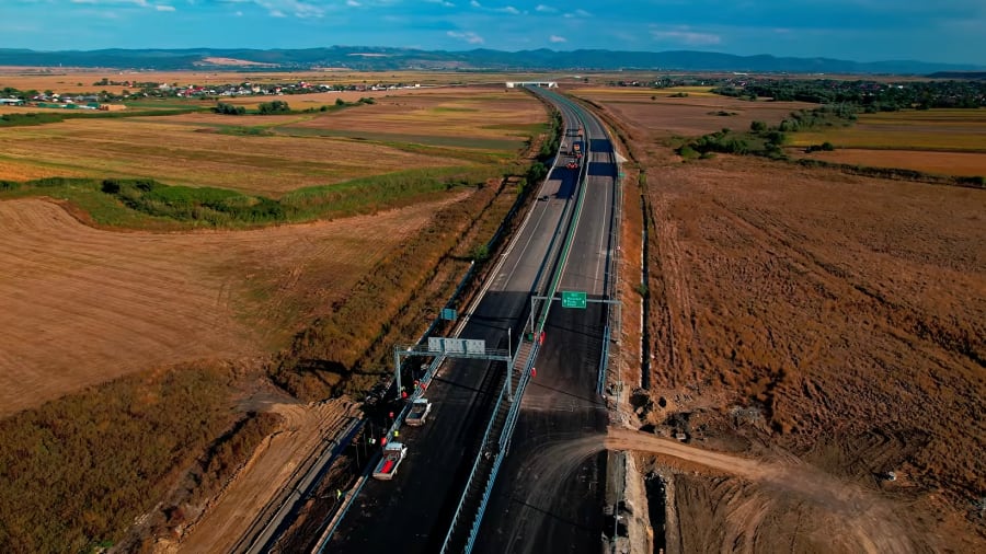 imagine cu șantierul autostrăzii A7 la Nodul Bacău Nord