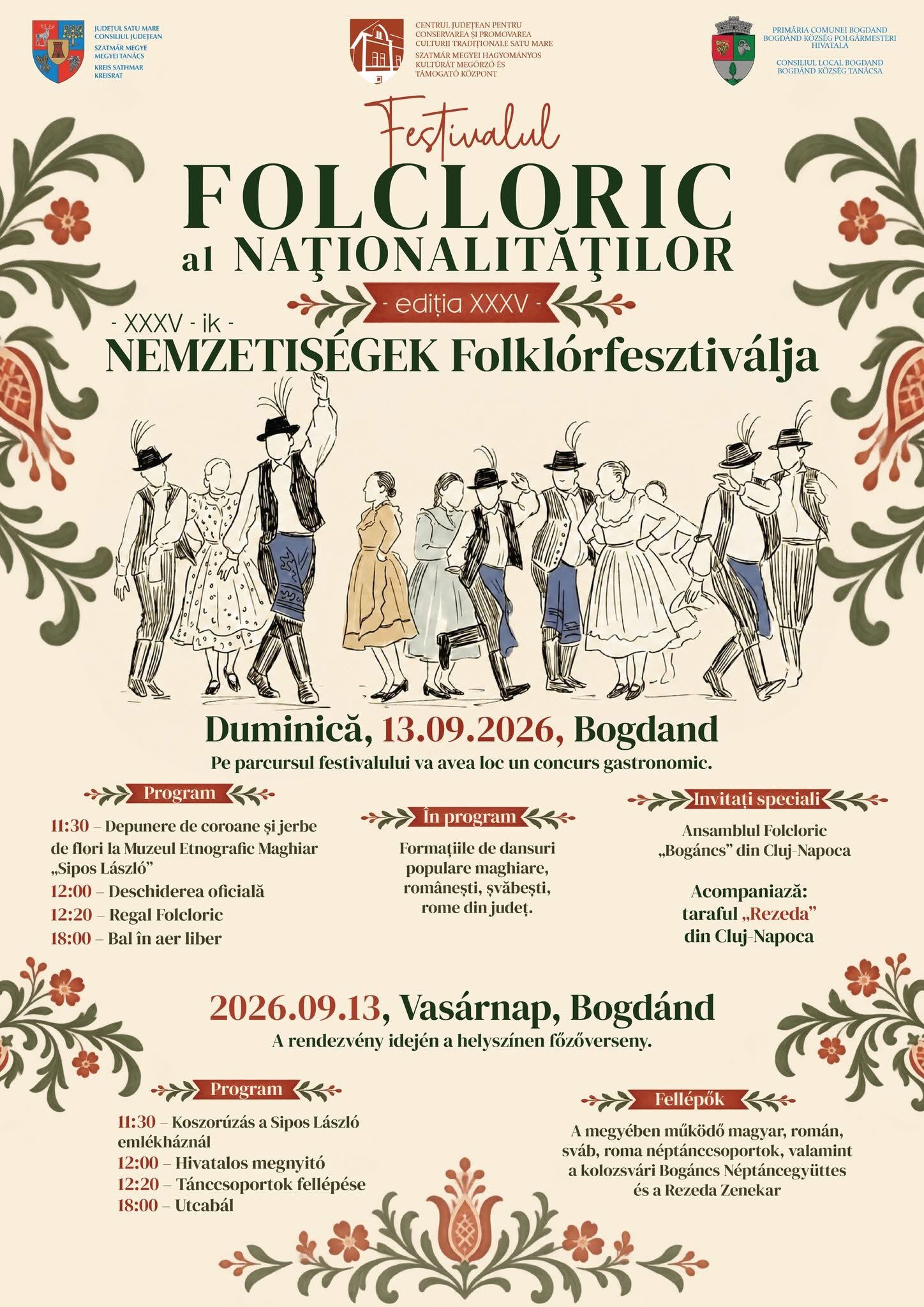 spectacol folcloric la festivalul din Bogdand, dansuri și costume tradiționale spectacol folcloric la festivalul din Bogdand, dansuri și costume tradiționale