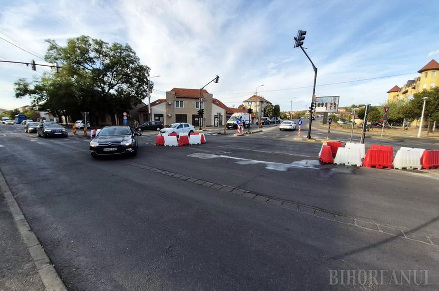Primăria Oradea amenajează un sens giratoriu provizoriu la intrarea pe Podul Teodor Neș
