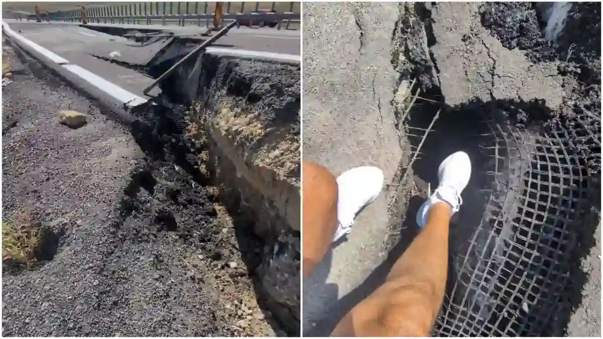 imagine cu zona surpării de pe autostrada A10 Sebeș-Turda imagine cu zona surpării de pe autostrada A10 Sebeș-Turda