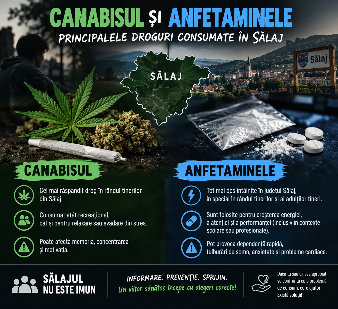 Canabisul și amfetaminele, principalele droguri consumate în Sălaj în 2024
