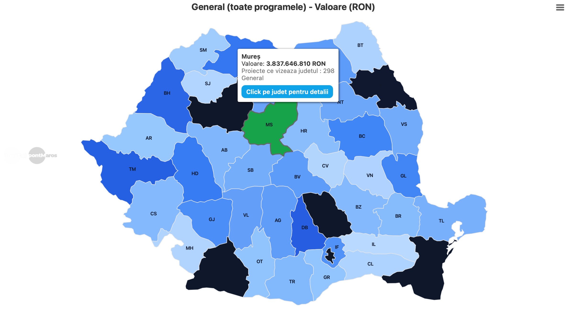 harta județului Mureș cu proiecte europene finanțate harta județului Mureș cu proiecte europene finanțate