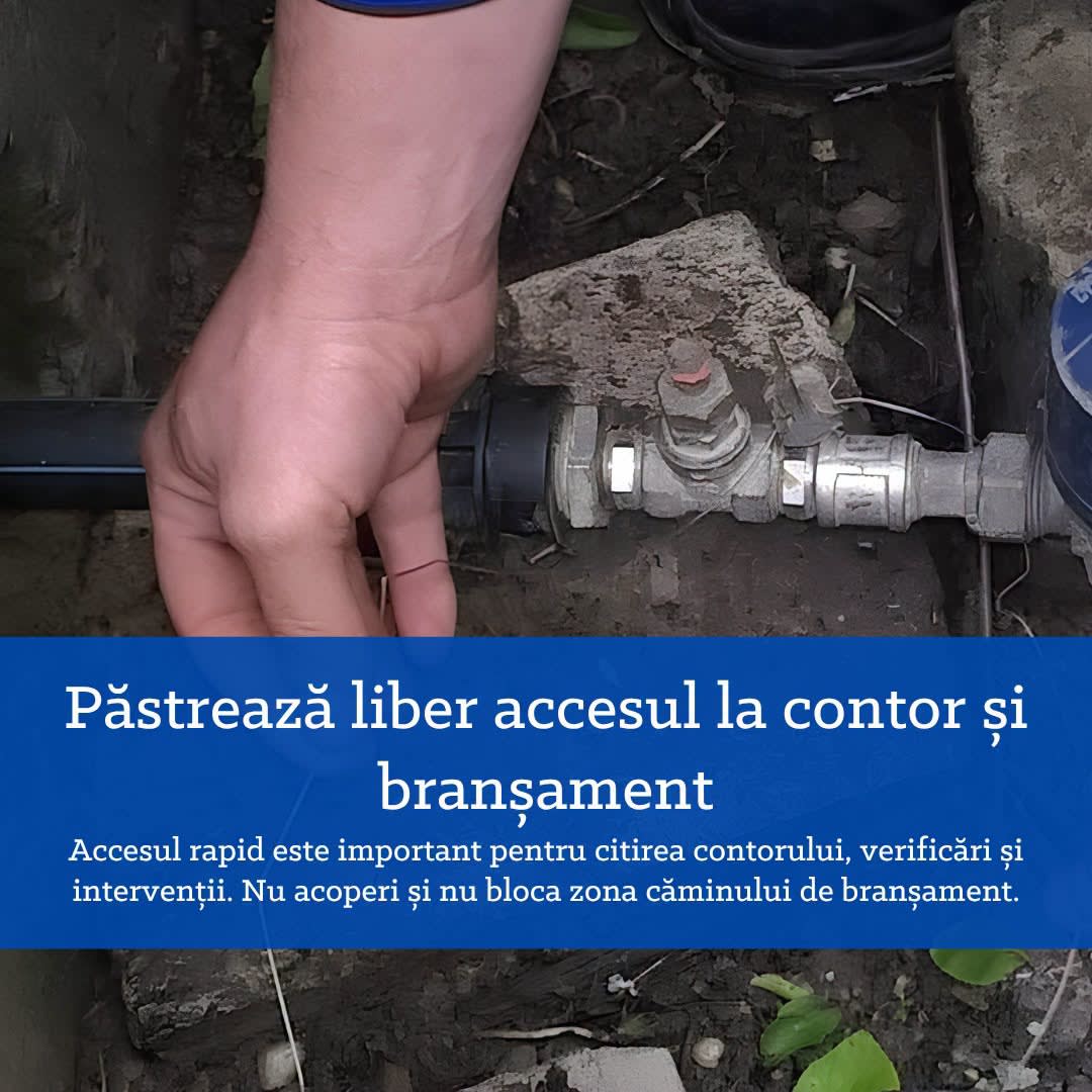 Contor de apă și cămin de branșament vizibile și accesibile Contor de apă și cămin de branșament vizibile și accesibile