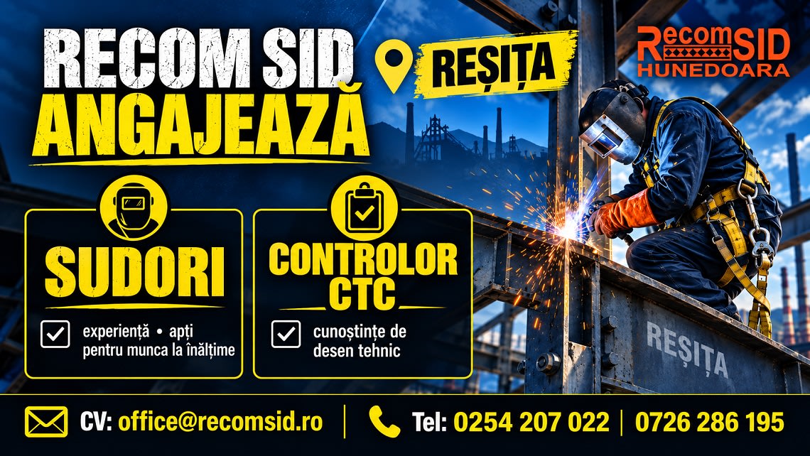 Recom SID își mărește echipa în Reșița, angajând controlor CTC și sudori