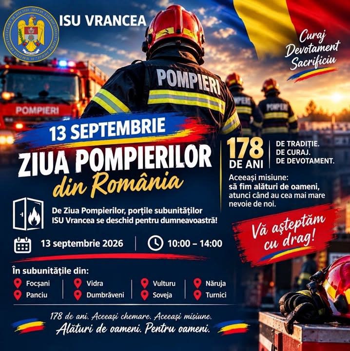 Porți deschise la subunitățile ISU Vrancea de Ziua Pompierilor din România