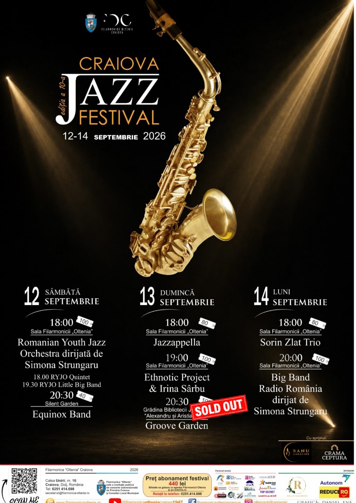 Craiova Jazz Festival, ediția a X-a, are loc între 12 și 14 septembrie 2026