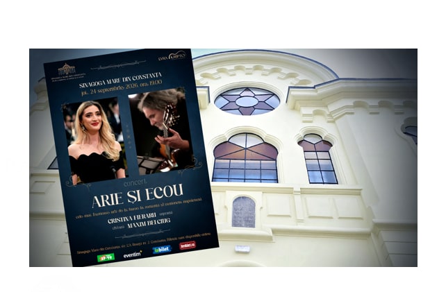soprana Cristina Fieraru și chitaristul Maxim Belciug în timpul unui concert