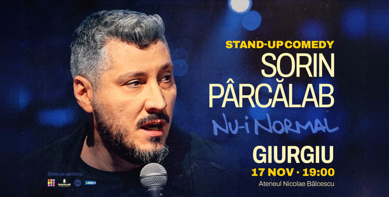 Sorin Pârcălab în timpul unui spectacol de stand-up Sorin Pârcălab în timpul unui spectacol de stand-up