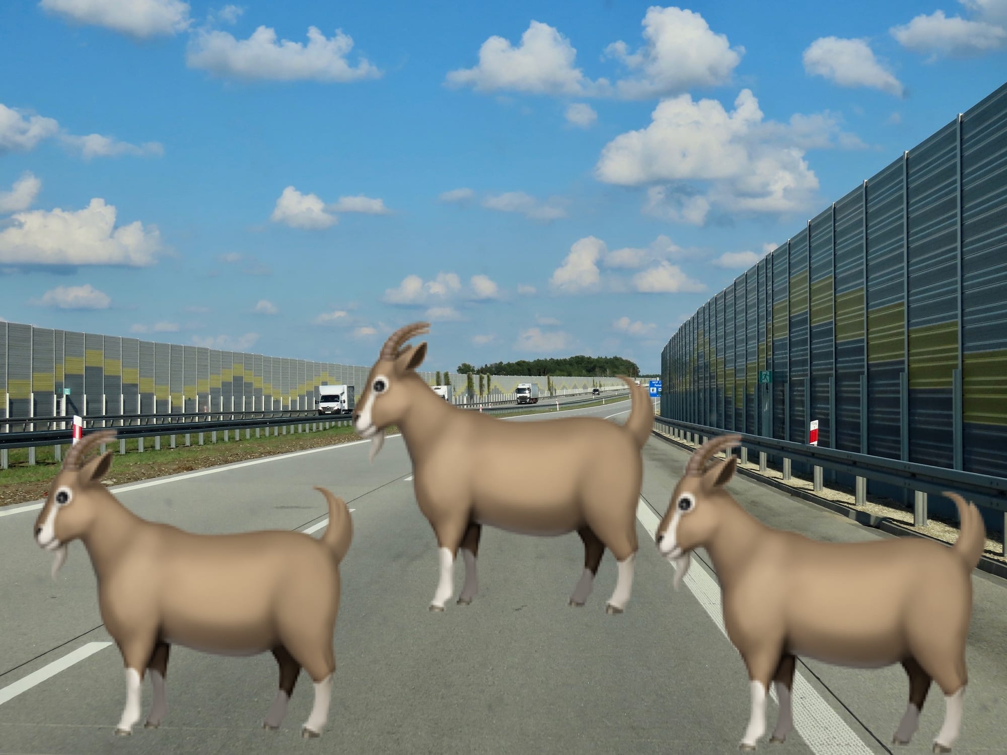 Capre pe A2 între kilometrii 15 și 16, un avertisment neobișnuit pentru șoferi