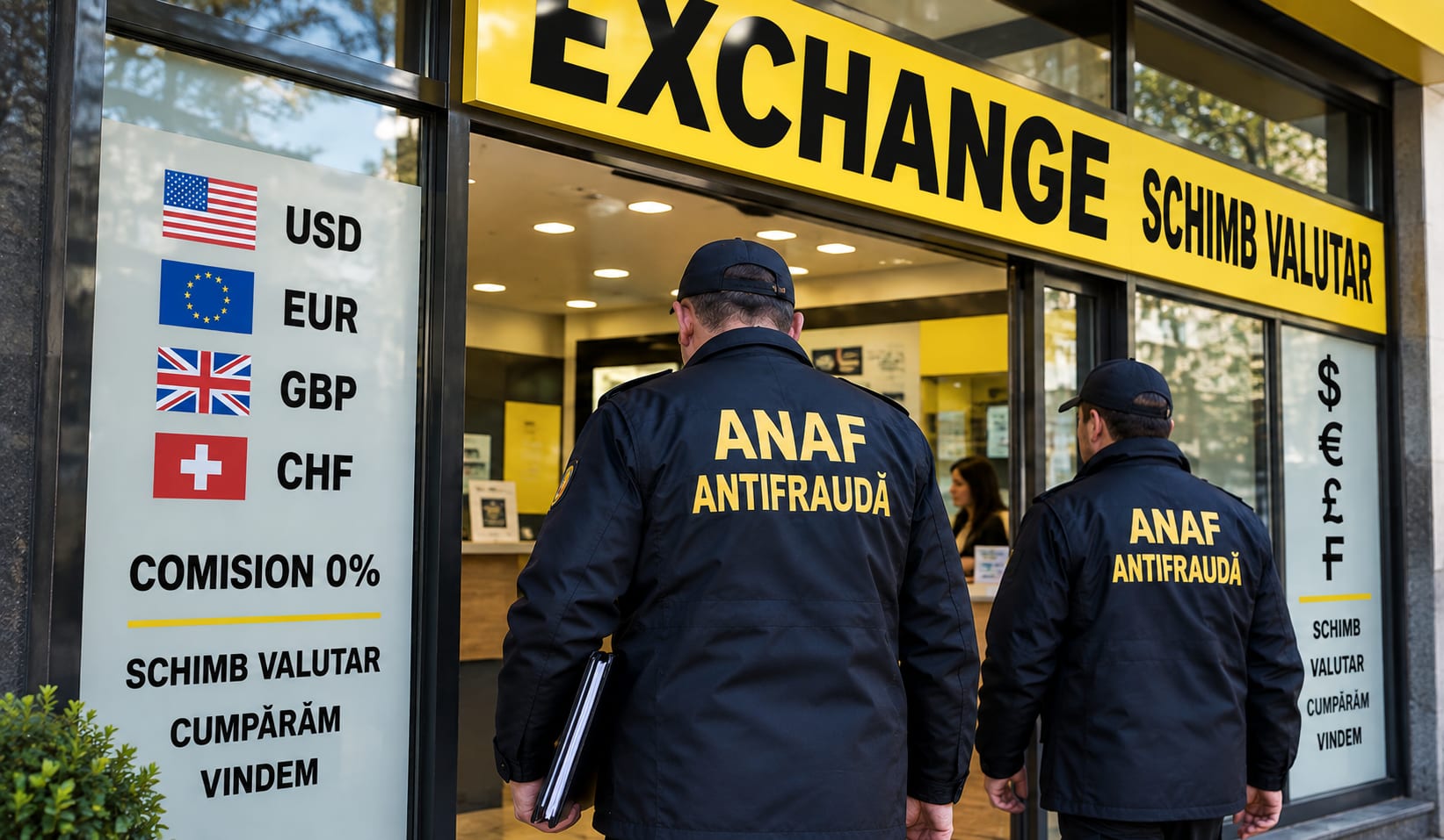 inspector antifraudă verificând o casă de schimb valutar inspector antifraudă verificând o casă de schimb valutar