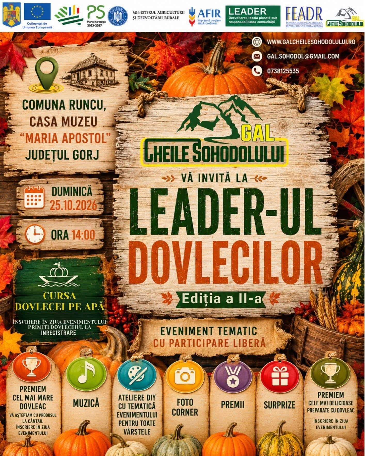 25 octombrie 2026: Runcu organizează a doua ediție a evenimentului «Leader-ul dovlecilor»