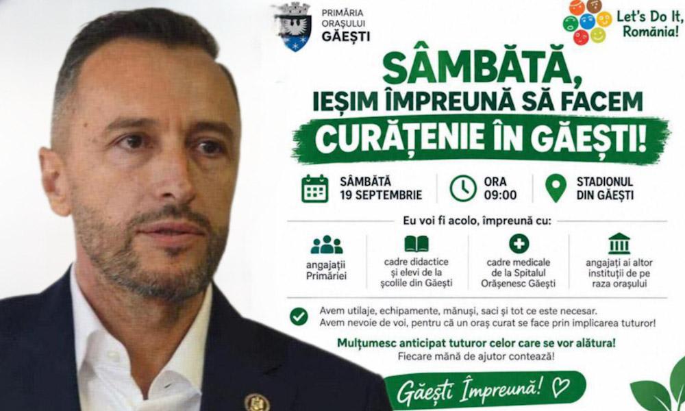 Primarul Alexandru Iorga invită comunitatea Găești la acțiune de curățenie