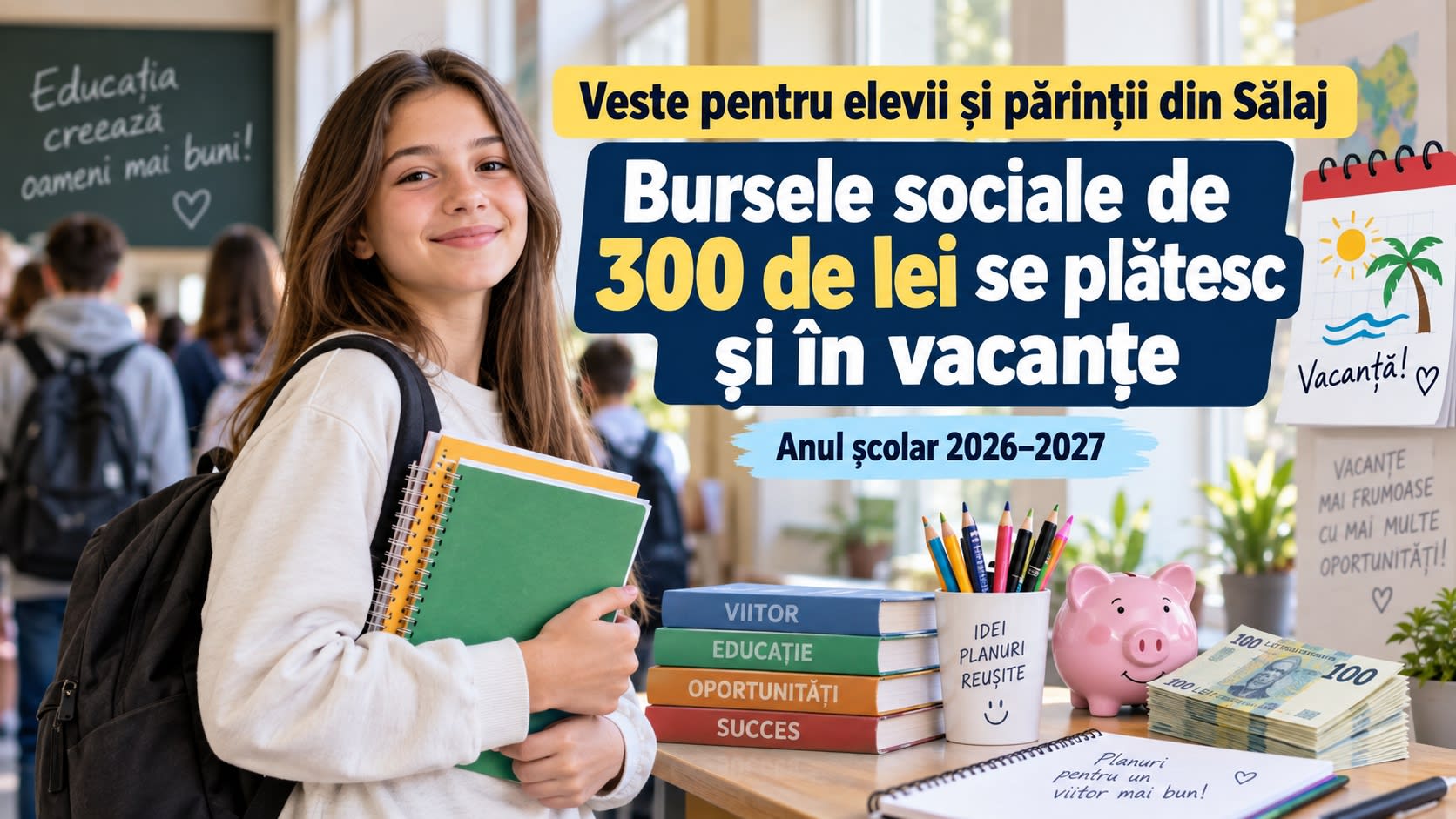 Veste pentru elevii din Sălaj: bursele sociale de 300 de lei se vor plăti și în vacanțe