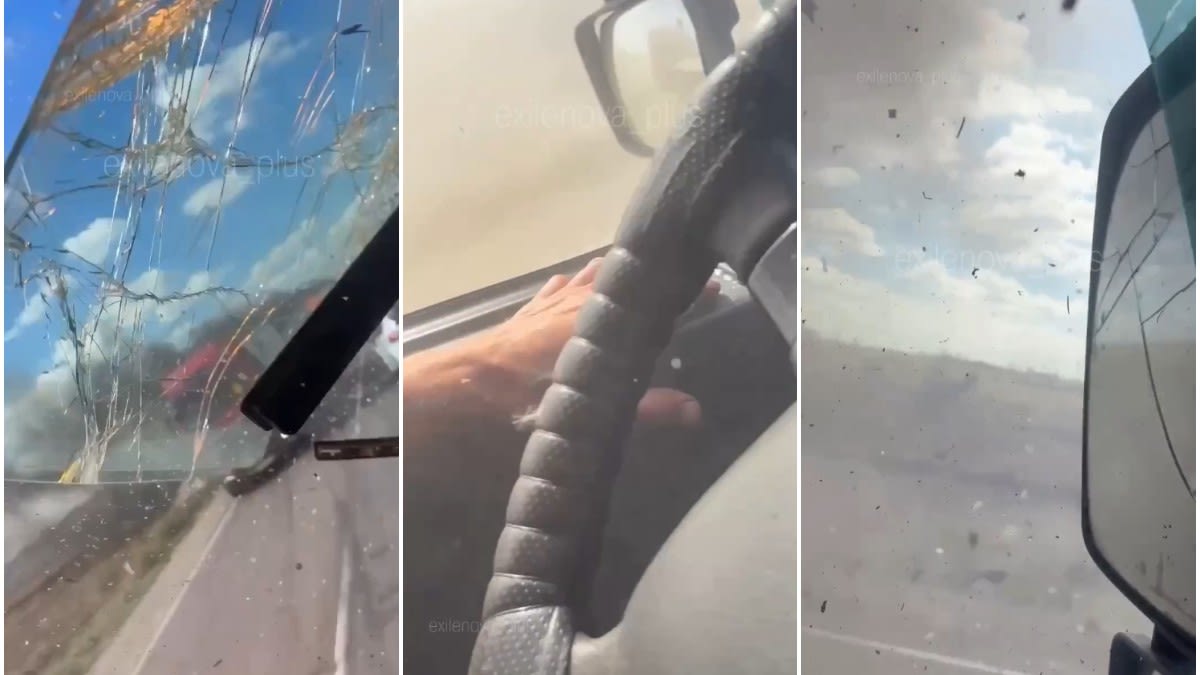 Un șofer de TIR a filmat impactul unei drone kamikaze, în apropiere de Melitopol