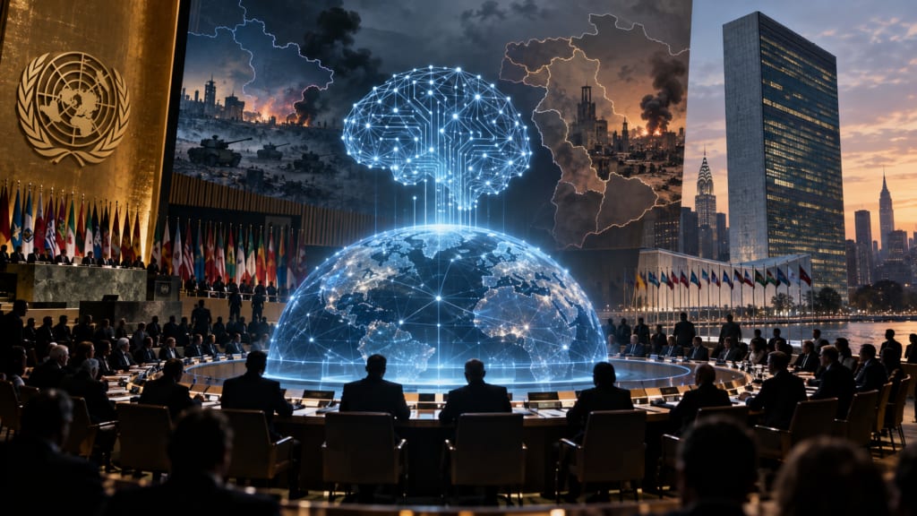 Lideri mondiali la ONU în sala de reuniuni