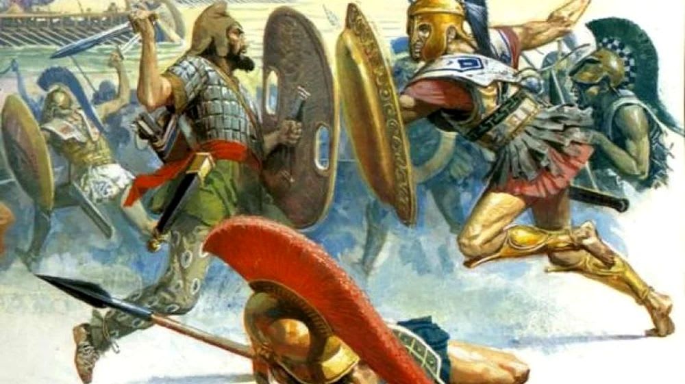 câmp de luptă la Maraton, greci învingând persanii