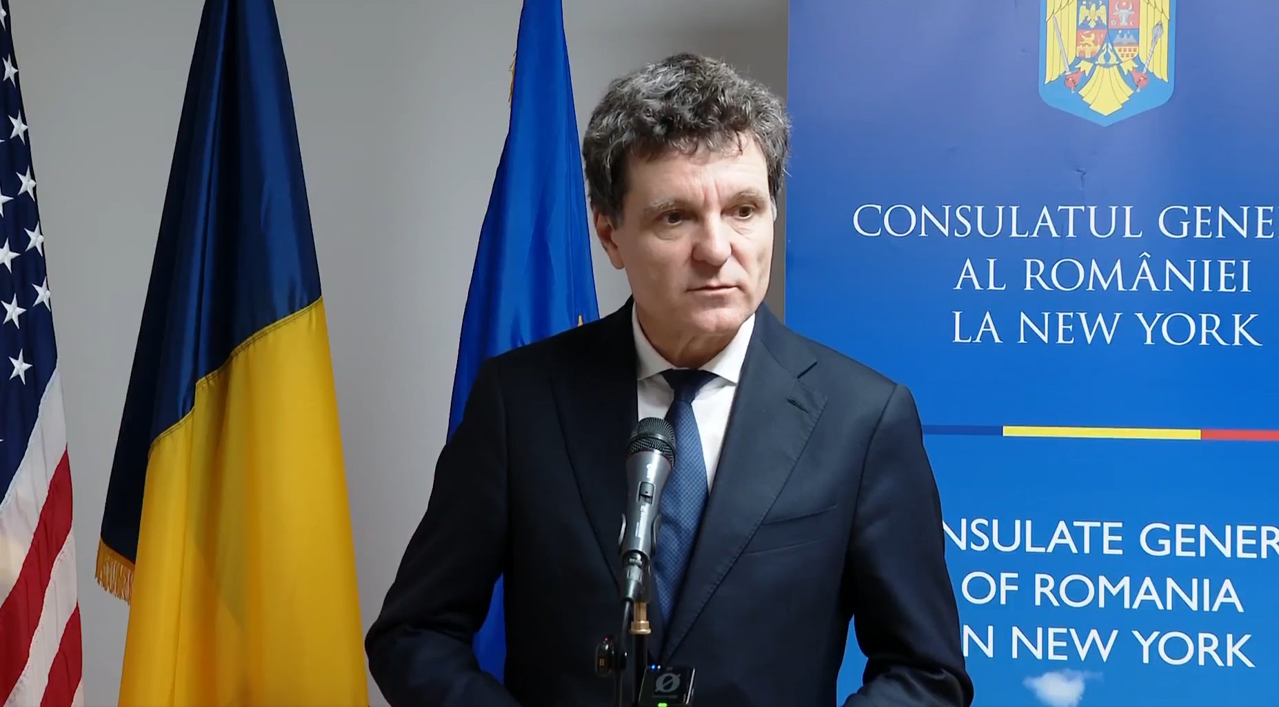 Nicușor Dan la conferința de presă din New York