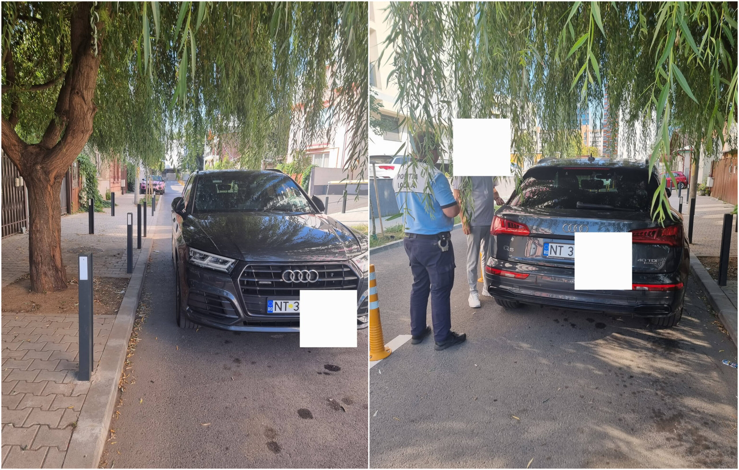Mașină parcată între stâlpișori în Grozăvești, fără amenzi, potrivit Poliției Sector 6