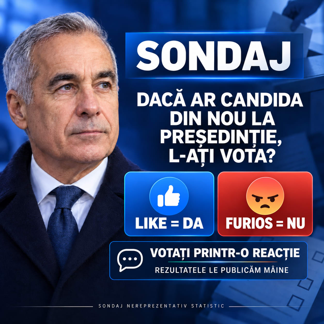 SONDAJ📊 Călin Georgescu a fost plasat astăzi sub control judiciar, după ce Tribunalul București a respins cererea DIICOT de arestare preventivă pentru 30 de zile. Dacă ar candida din nou la președinție, l-ați vota?