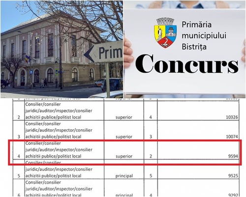Primăria Bistrița organizează concurs pentru postul de inspector la Starea Civilă