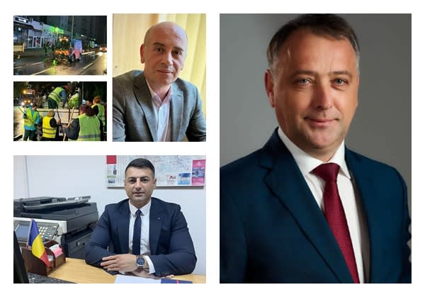 imagine cu muncitori în oraș, utilaje de salubrizare și construcții imagine cu muncitori în oraș, utilaje de salubrizare și construcții