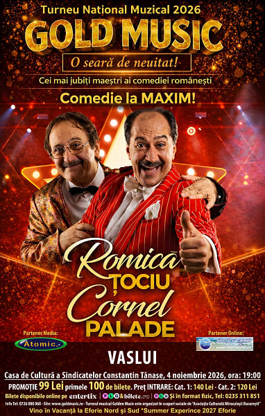 artisti Romică Țociu și Cornel Palade pe scenă, spectacol comedie artisti Romică Țociu și Cornel Palade pe scenă, spectacol comedie