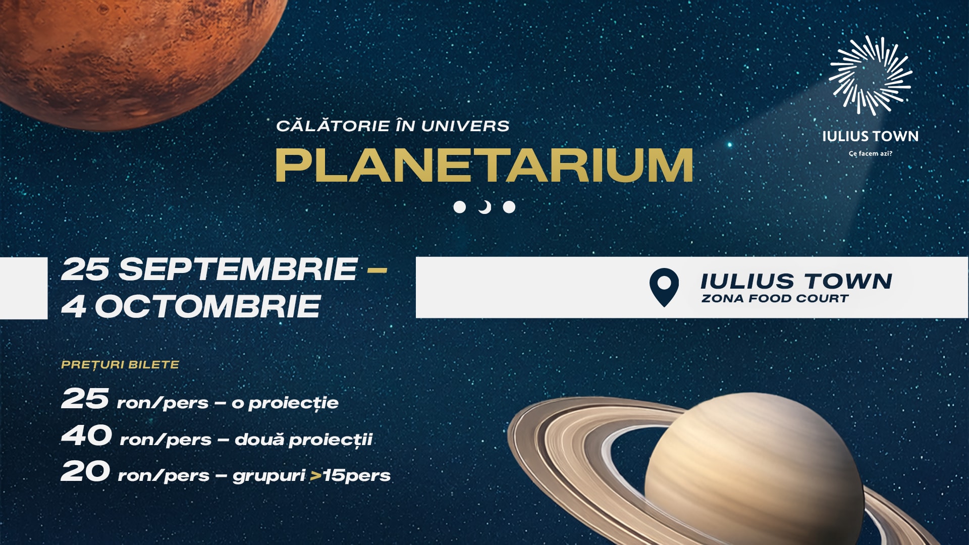 Planetariul revine la Iulius Town cu proiecții pentru toate vârstele