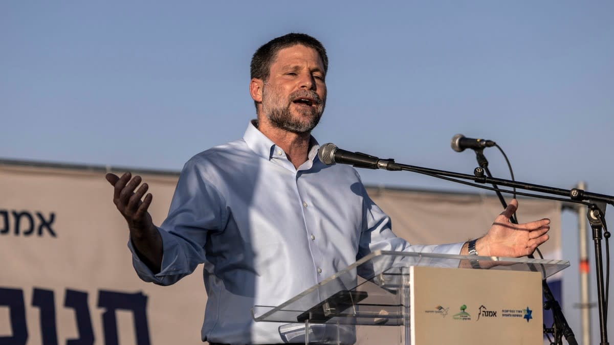 ministrul israelian Bezalel Smotrich în timpul discursului