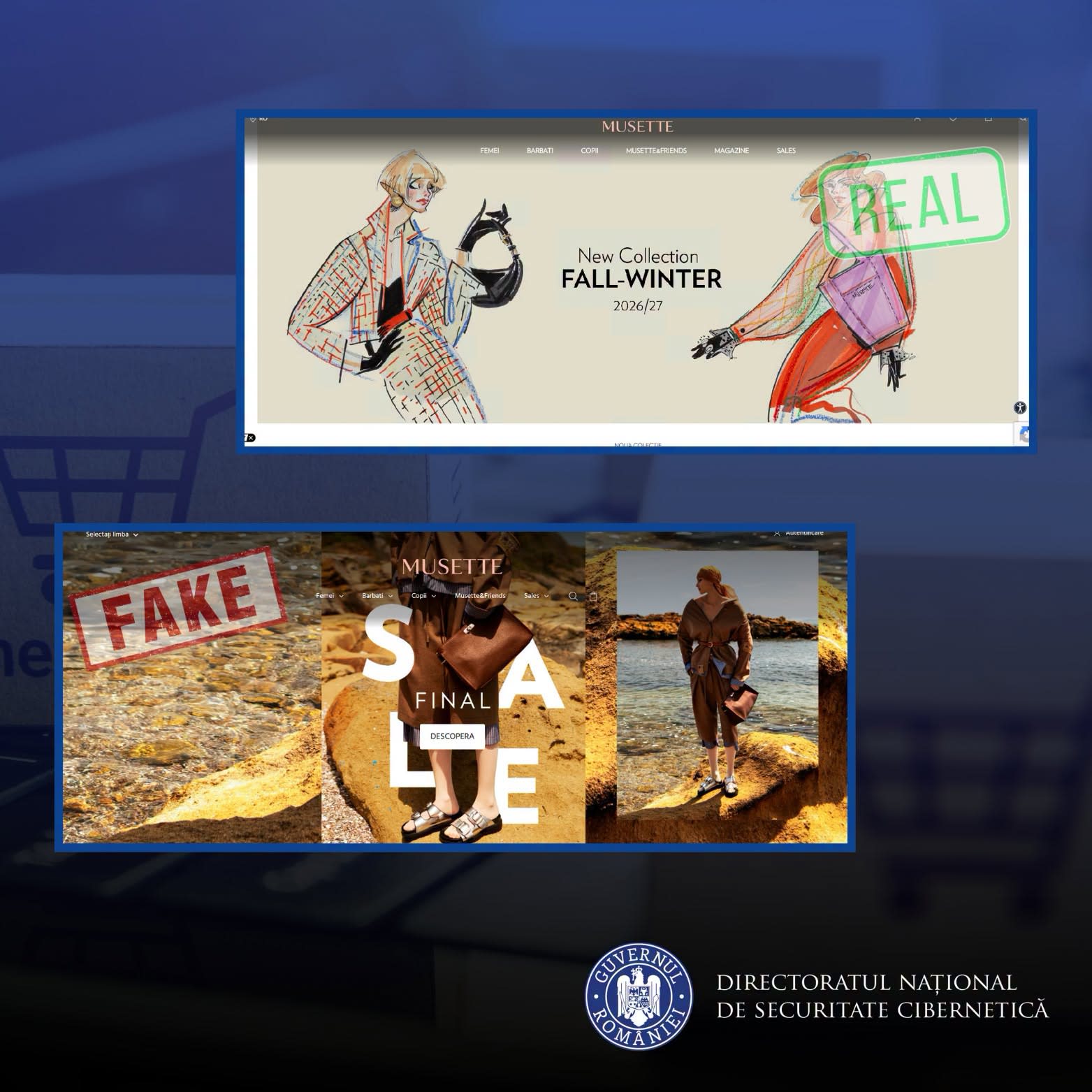 DNSC avertizează asupra site-urilor false care imită magazine cunoscute