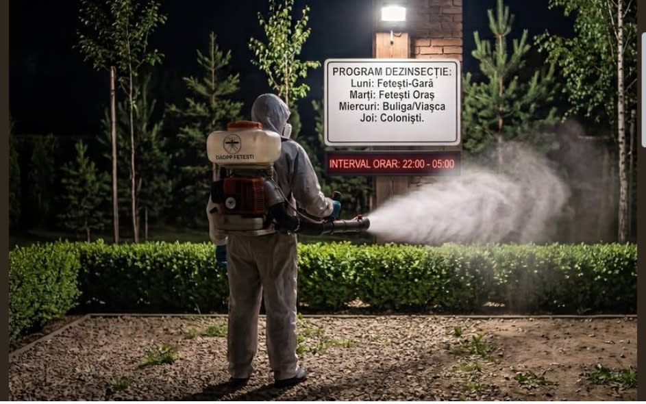 Campanie de dezinsecție în Fetești, desfășurată de luni până joi
