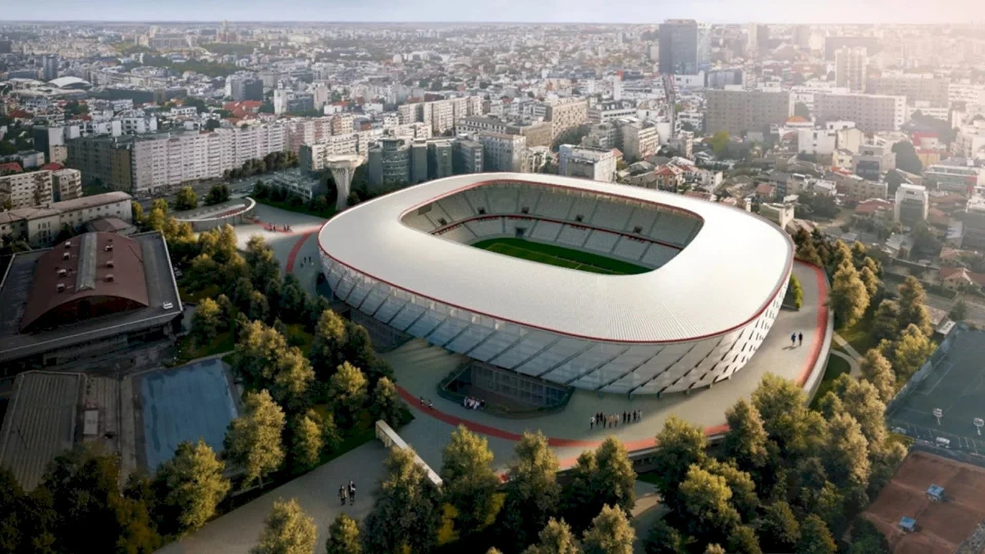 Șantierul stadionului Dinamo în timpul lucrărilor de construcție Șantierul stadionului Dinamo în timpul lucrărilor de construcție