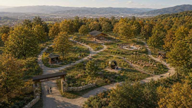 Parc în construcție cu castani și zone de relaxare în Baia Mare Parc în construcție cu castani și zone de relaxare în Baia Mare