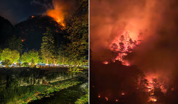 Două elicoptere ale IGAV revin pentru stingerea incendiului de pe Domogled