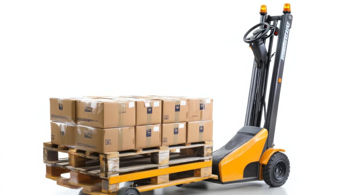 stivuitor electric în depozit, manipulare paleți
