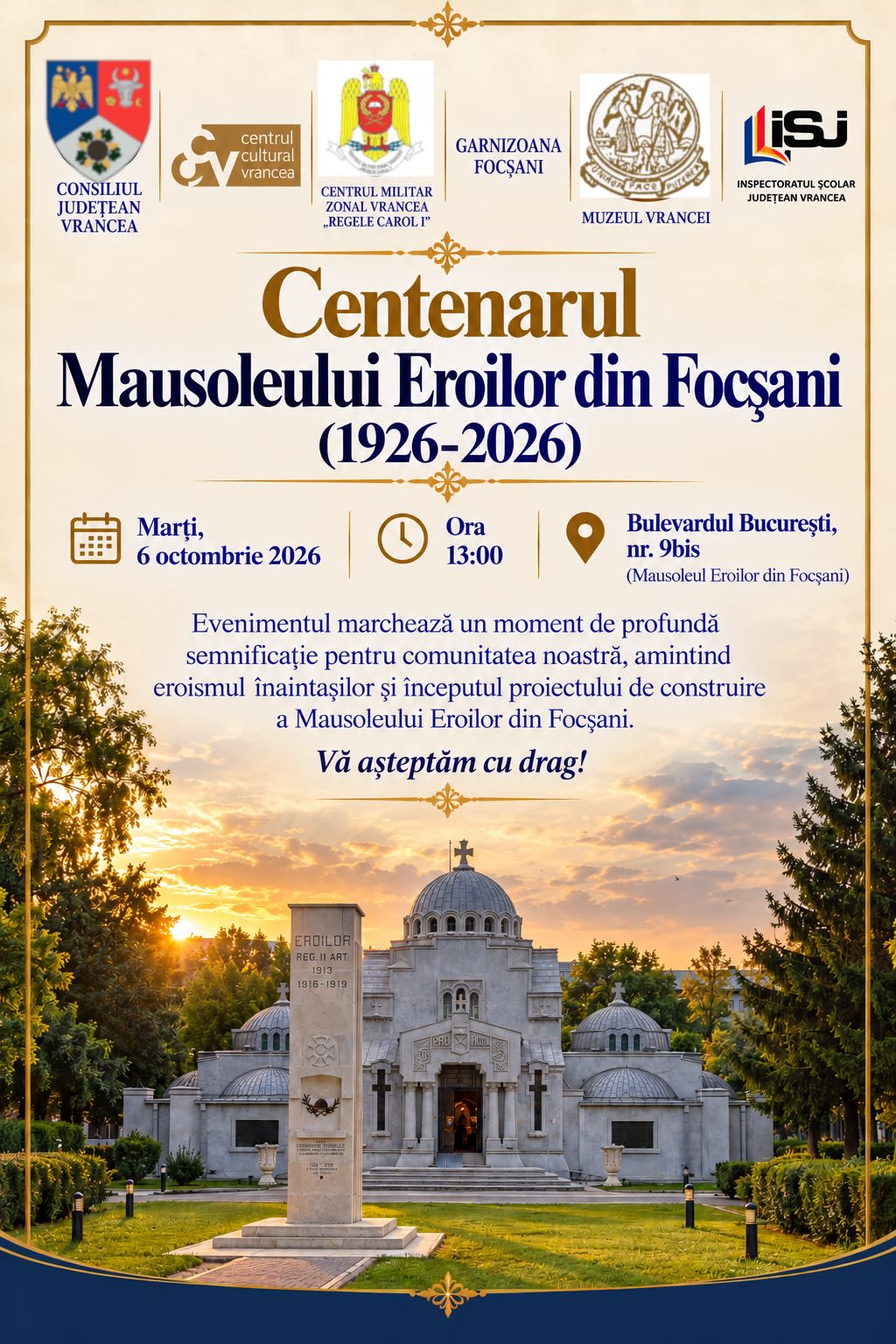 Mausoleul Eroilor din Focșani, monument istoric, comemorare Mausoleul Eroilor din Focșani, monument istoric, comemorare