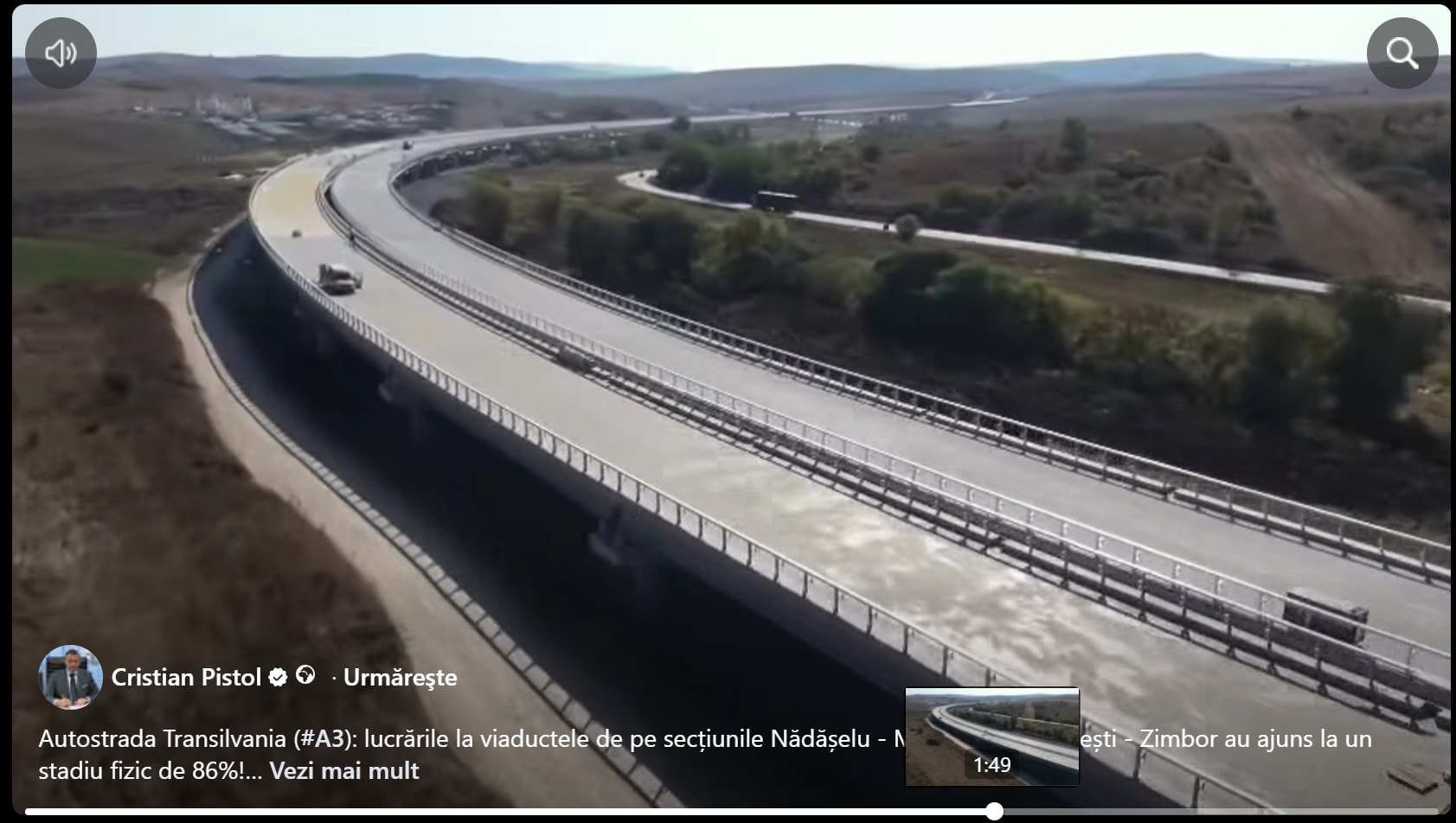Lucrările la viaductele Autostrăzii Transilvania au ajuns la 86% finalizare