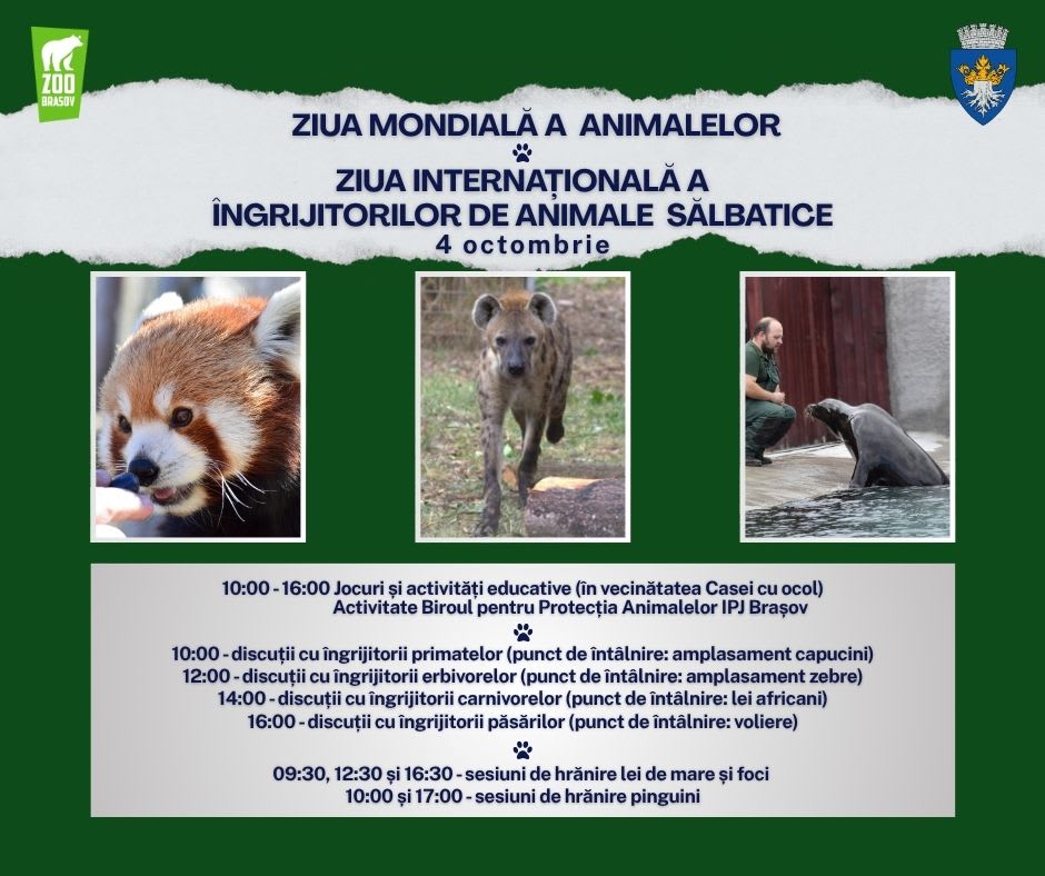 Zoo Brașov sărbătorește Ziua Animalelor cu activități educative pe 4 octombrie