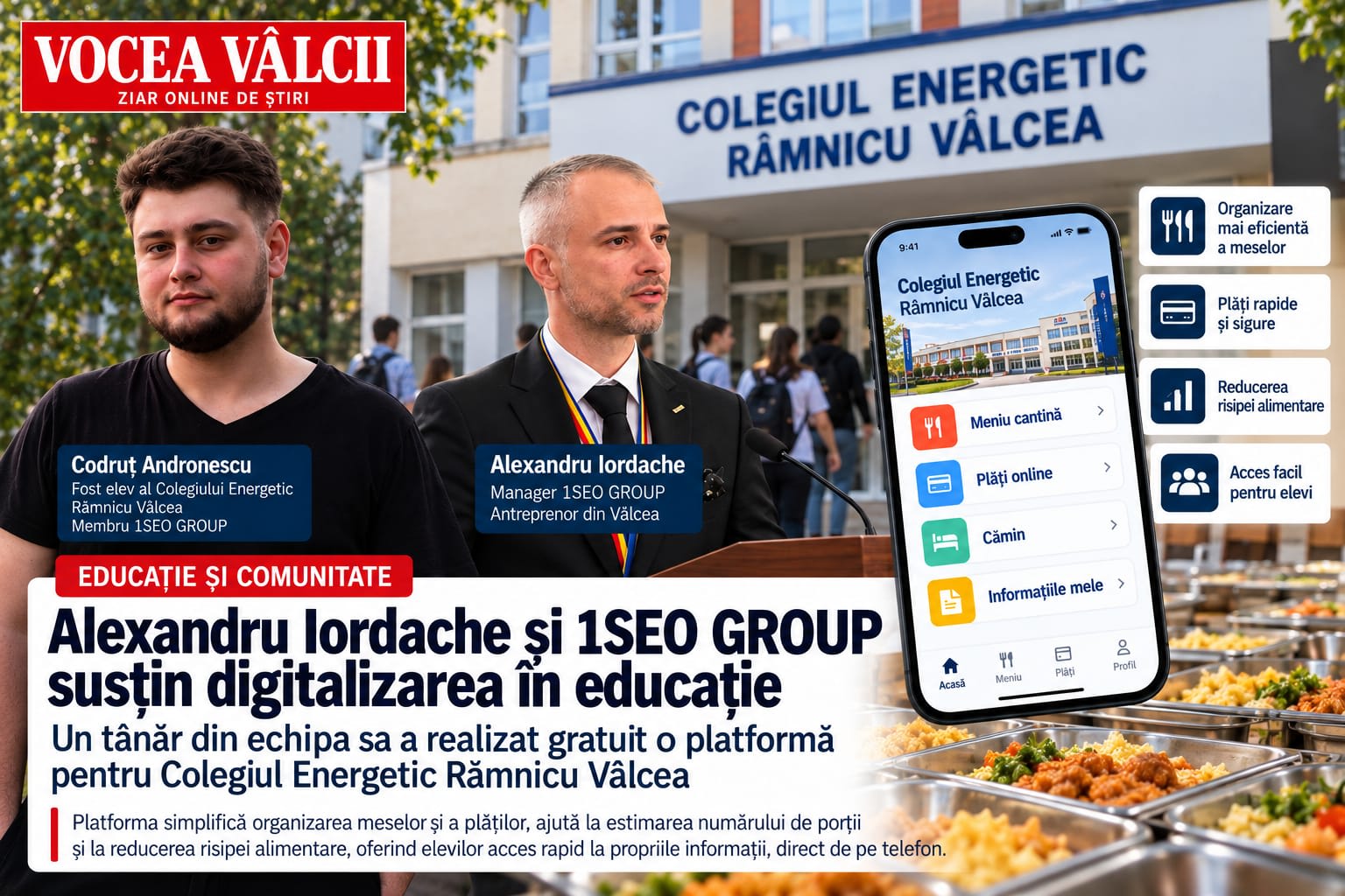 Elev folosind platforma digitală pentru gestionarea meselor Elev folosind platforma digitală pentru gestionarea meselor