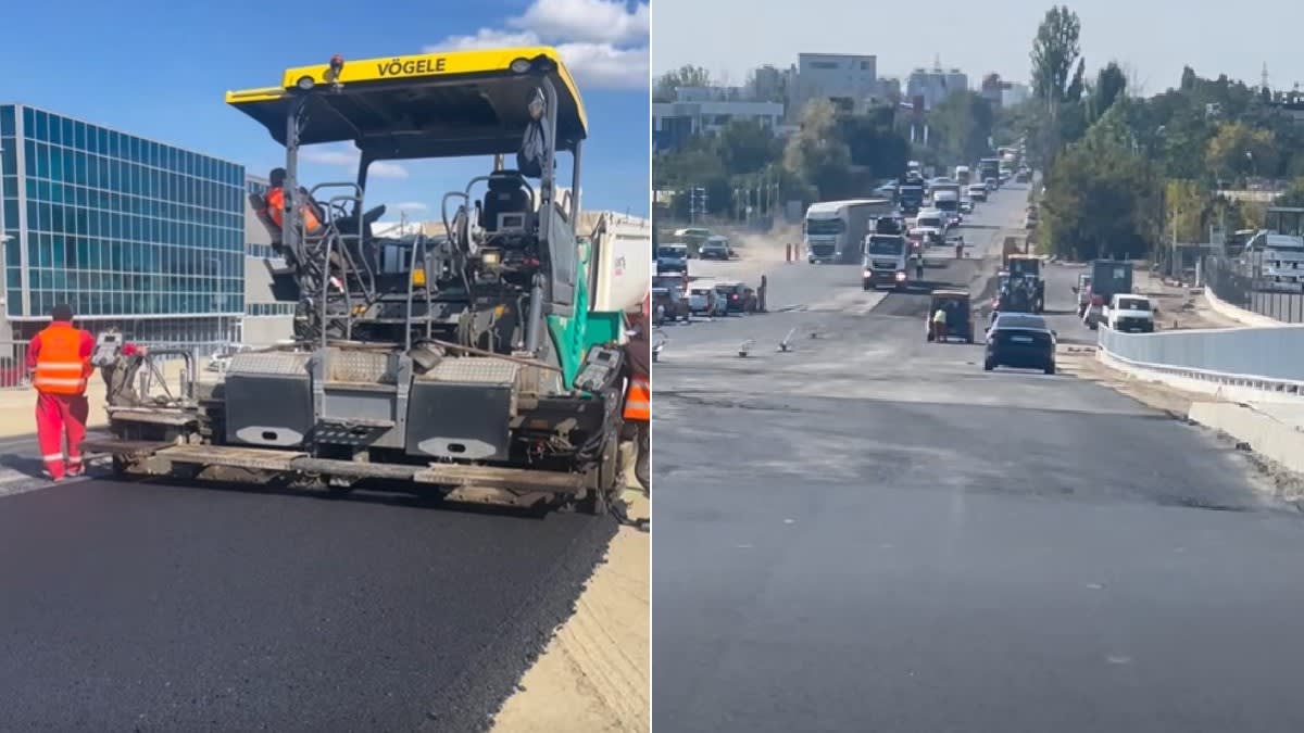 Un tronson din Autostrada A0 Nord, aproape de finalizare: Se toarnă ultimul strat de asfalt