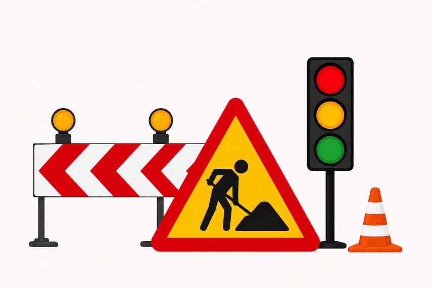 șantier de construcții pe autostradă, muncitori, utilaje, pasaj rutier șantier de construcții pe autostradă, muncitori, utilaje, pasaj rutier
