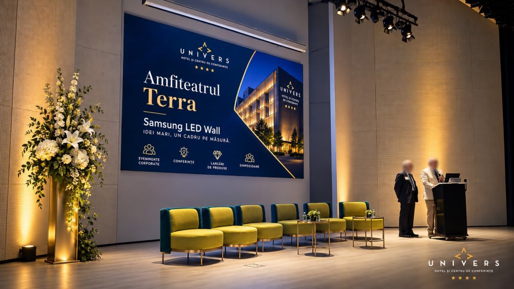 Amfiteatrul Terra din Hotel Univers Cluj cu LED Wall Samsung Amfiteatrul Terra din Hotel Univers Cluj cu LED Wall Samsung