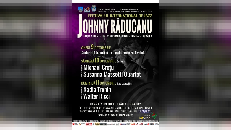 Festivalul Jazz Johnny Răducanu se desfășoară la Brăila între 9-11 octombrie 2026