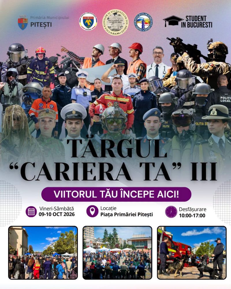 Tineri participanți la târgul de cariere în Piața Primăriei Pitești Tineri participanți la târgul de cariere în Piața Primăriei Pitești