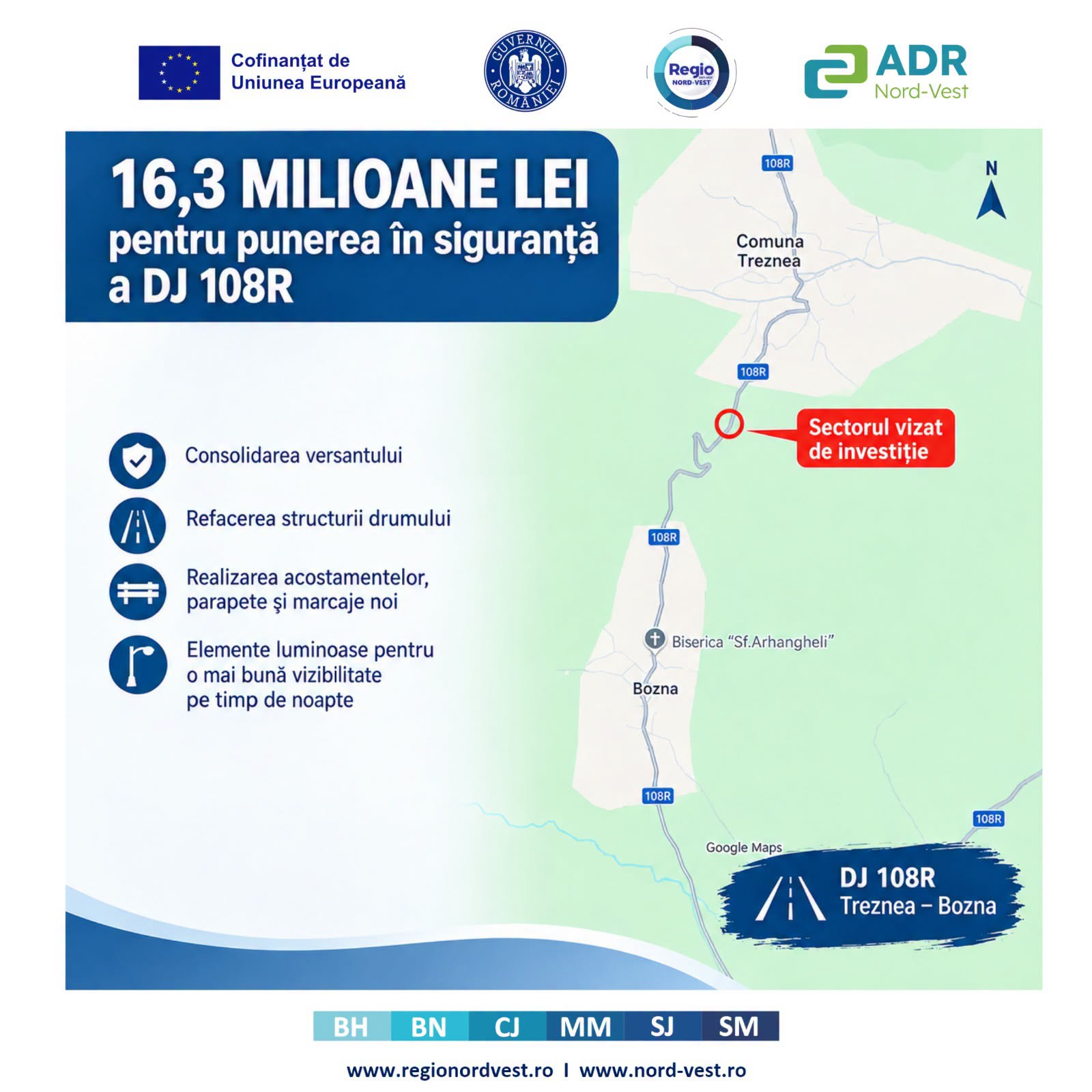 Repararea alunecării de teren de pe drumul Treznea-Agrij cu fonduri europene