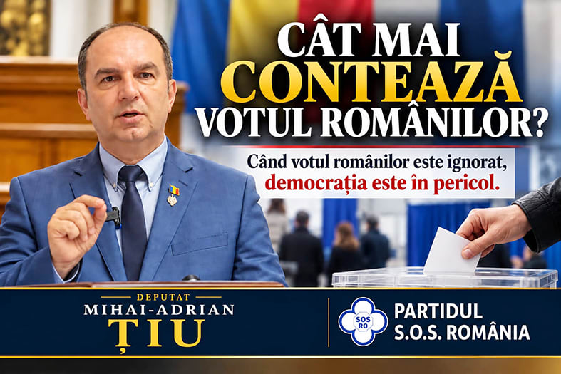 deputat Mihai Țiu în Parlament în timpul discursului