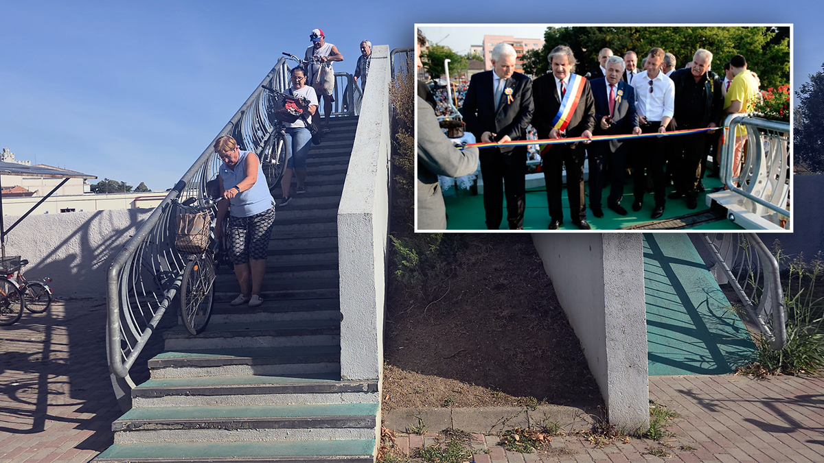 Pod pietonal din Lugoj, inaccesibil pentru persoane cu dizabilități și bicicliști