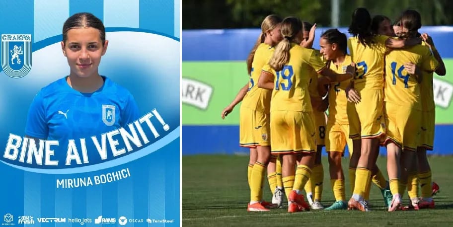 Miruna Boghici jucând fotbal